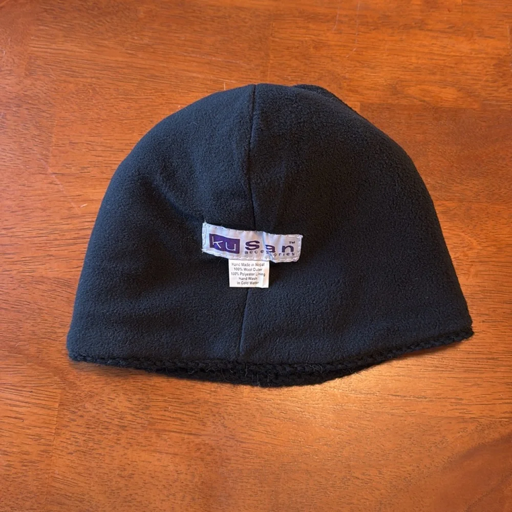 KUSAN Wool Knit Bobble Hat Fleece Lined Adult